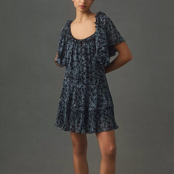 NWT Anthropologie Short-Sleeve Keyhole Swing Tunic Mini Dress Size Large - Picture 1 of 12